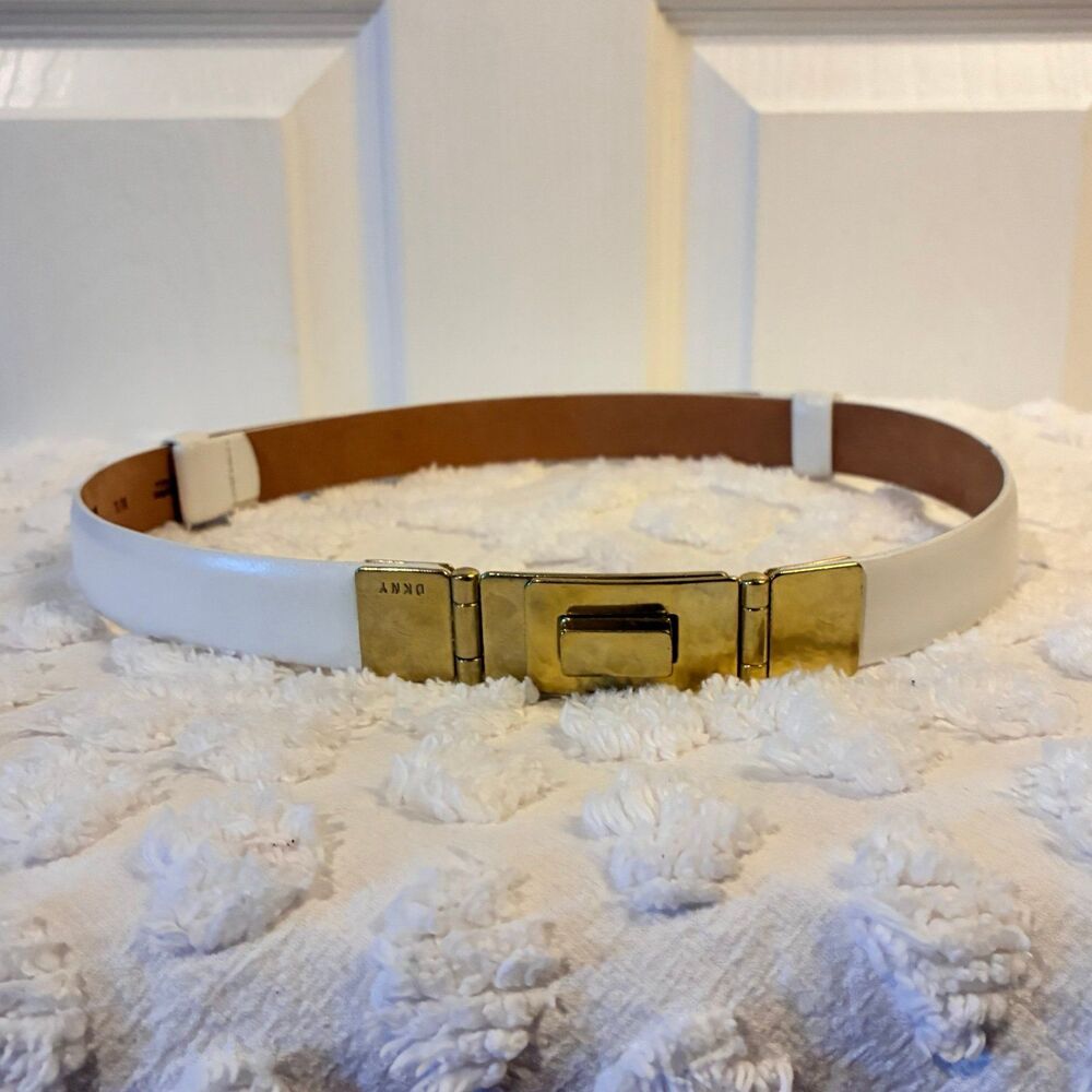 DKNY While Leather Belt Slide Adjustable Size M/L